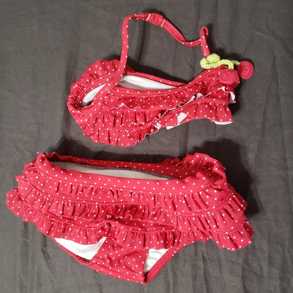 Two-Piece Swimsuit Polka Dot Gymboree 6-12 Month 2 Piece Red Cherry - Picture 1 of 3